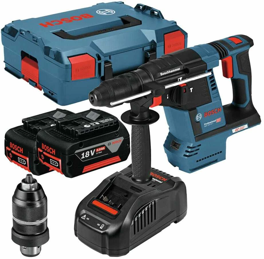 Perforatorius Bosch GBH 18V-26 F Professional; 2,6 J; SDS plius; 2x5,0 Ah akum. + L-BOXX 136
