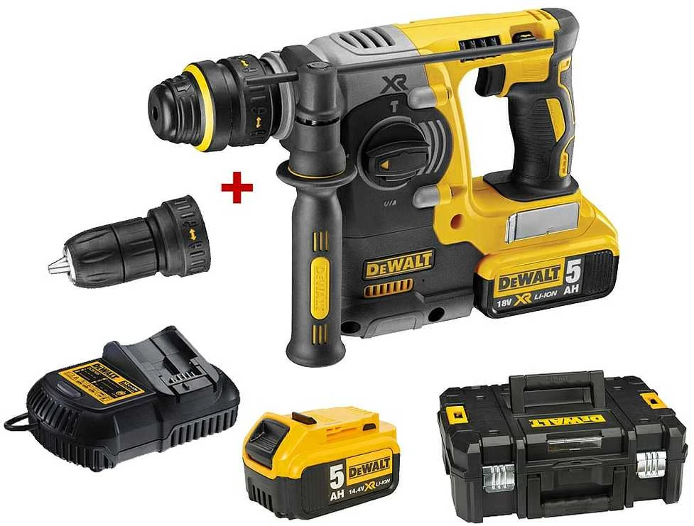 DEWALT SDS-PLUS GRĘŽIMO KJŪKAS 18V 2.1J 2 x 5.0Ah XR LI-ION BE šepetėlių + LAIKIKLIS DCH274P2T
