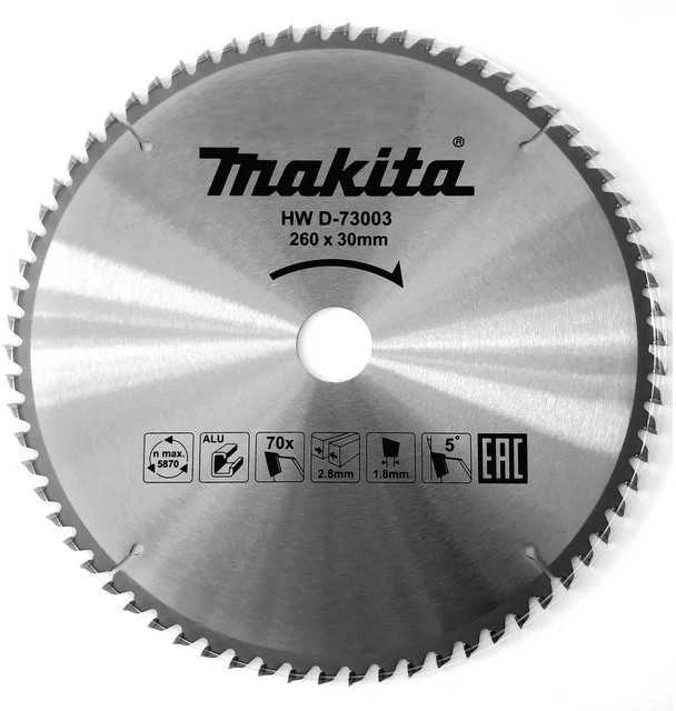 Makita D-81723 T.C.T. pjūklas 260X2.8X30mm 5° T70 aliuminio pjovimui