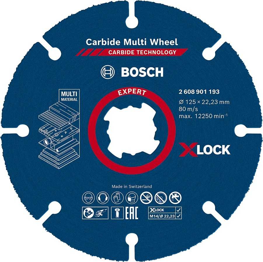 Bosch X-LOCK Carbide MultiWheel 125 x 1 x 22,23mm 10 vnt.