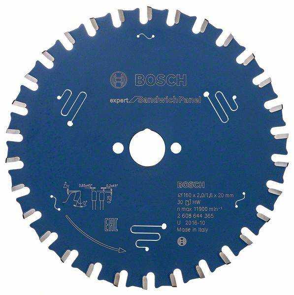 Pjovimo diskas Bosch Expert for Sandwitch Panel; 160x2x20,0 mm; Z30; 12°
