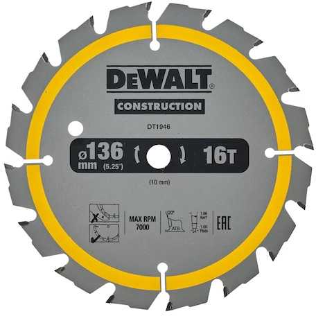 Pjovimo diskas DeWalt DT1946-QZ; 136x10 mm; Z16
