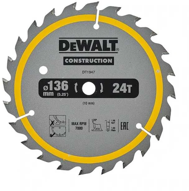 Pjovimo diskas DeWalt DT1947-QZ; 136x10 mm; Z24