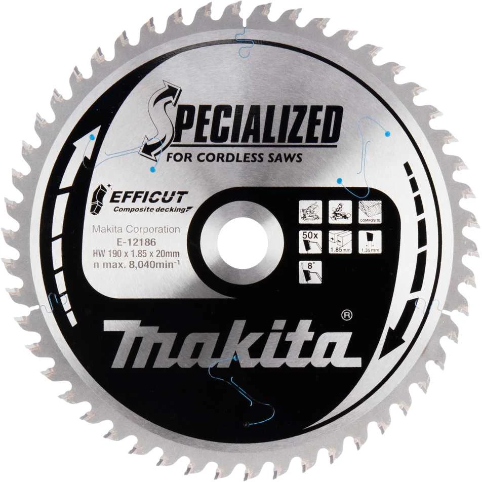 Makita T.C.T. pjūklas 190X1.85X20mm 8° T50 EFFICUT klijuotoms plokštėms E-12186