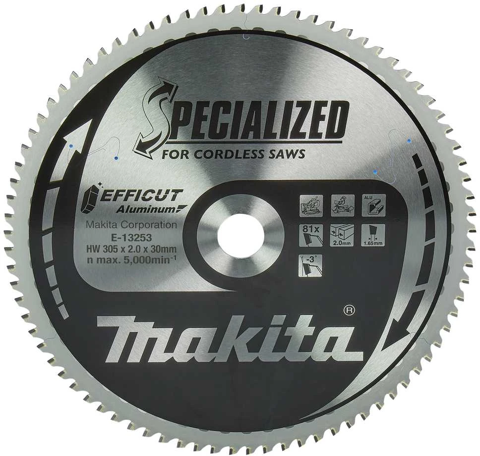 Makita T.C.T. pjūklas 305X30X2MM -3° , T81, EFFICUT Aluminum E-13247