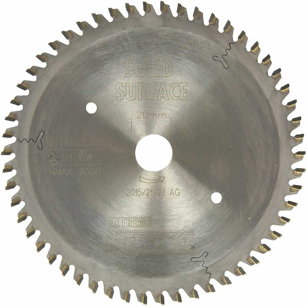Pjovimo diskas medienai DeWalt; 165x2,3x20,0 mm; Z54; 0°