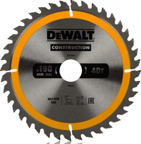 Pjovimo diskas medienai DeWalt Construction; 190x30 mm; Z40