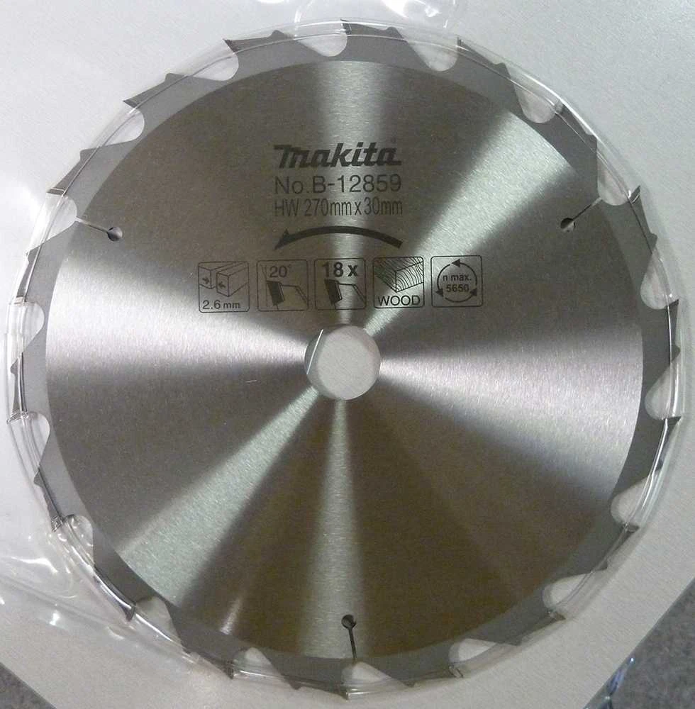 Makita T.C.T. pjūklas 270X2.6X30mm 20° T18 B-12859 T.C.T • 270 x30 mm • T18 • 20° • Medienai