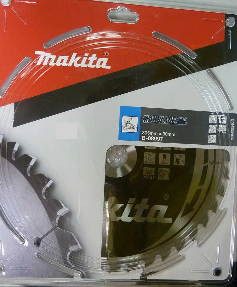 Makita T.C.T. pjūklas MAKBLADE 305X2.3X30mm 5° T40 B-32786 T.C.T • 305 x30 mm • T40 • 5° • Medienai