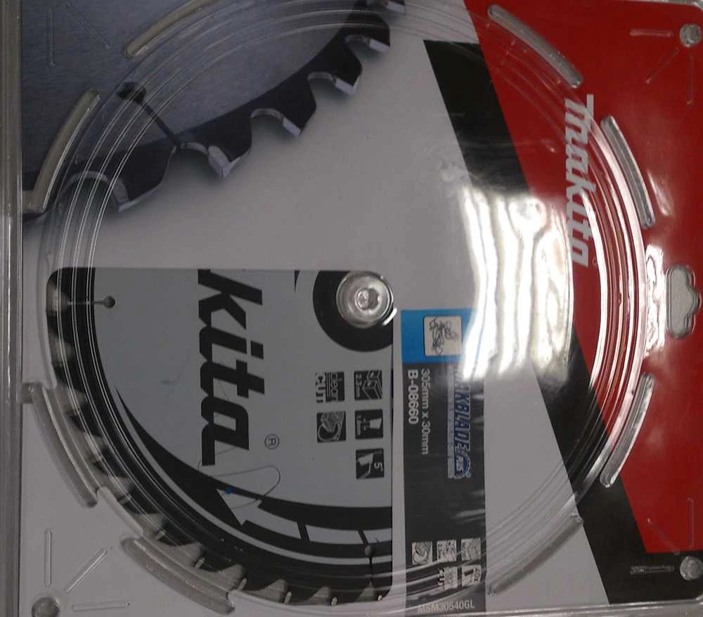 Makita T.C.T. pjūklas MAKBLADE PLUS 305X2.3X30mm 5° T40 B-08660 T.C.T • 305 x30 mm • T40 • 5° • Medienai