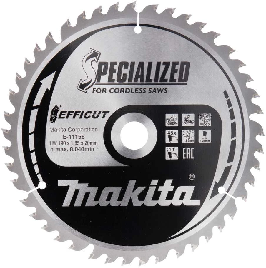 Makita T.C.T. pjūklas 190X20X1,85mm 10° T45 EFFICUT E-11156