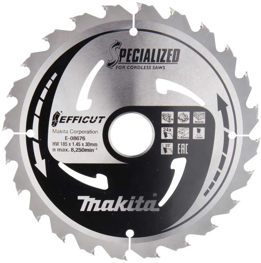 Makita E-08682 T.C.T. pjūklas 185X1.45X30mm 23° T24 EFFICUT