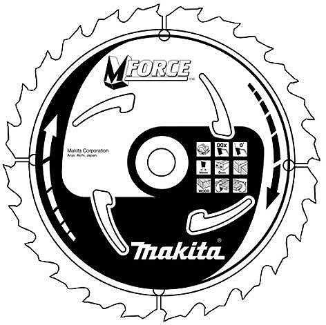 Makita T.C.T. pjūklas M-FORCE 165X2X20mm 15° T16 B-31930 T.C.T • 165 x20 mm • T16 • 15° • Medienai