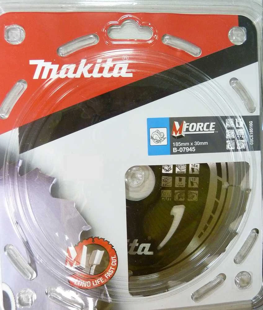 Makita T.C.T. pjūklas M-FORCE 185X2X30mm 15° T16 B-07945 T.C.T • 185 x30 mm • T16 • 15° • Medienai