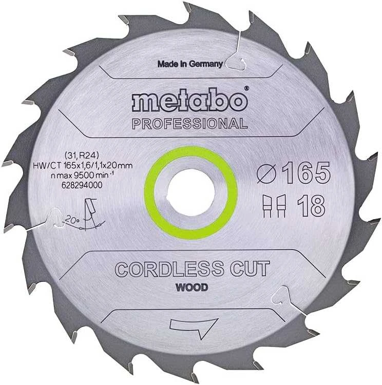 Pjovimo diskas medienai Metabo 628295000; DI; 165x20 mm; Z36; 15°
