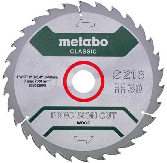 Pjovimo diskas medienai Metabo HW/CT PRECISION CUT WOOD - CLASSIC; 216x30x30 mm; 22°