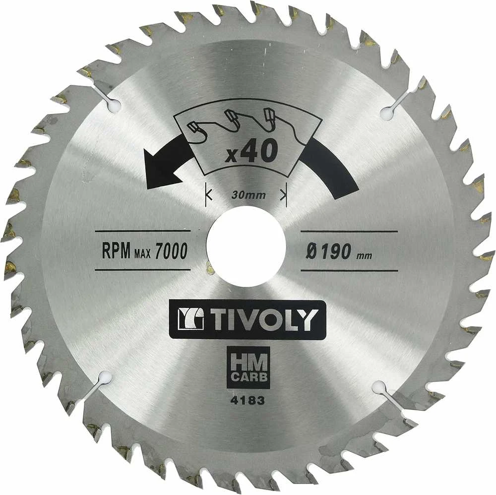 Tivoly Diskinis pjūklas medžiui 190x30x2.8/1.7mm, z40, 15°, (20mm adapteris)