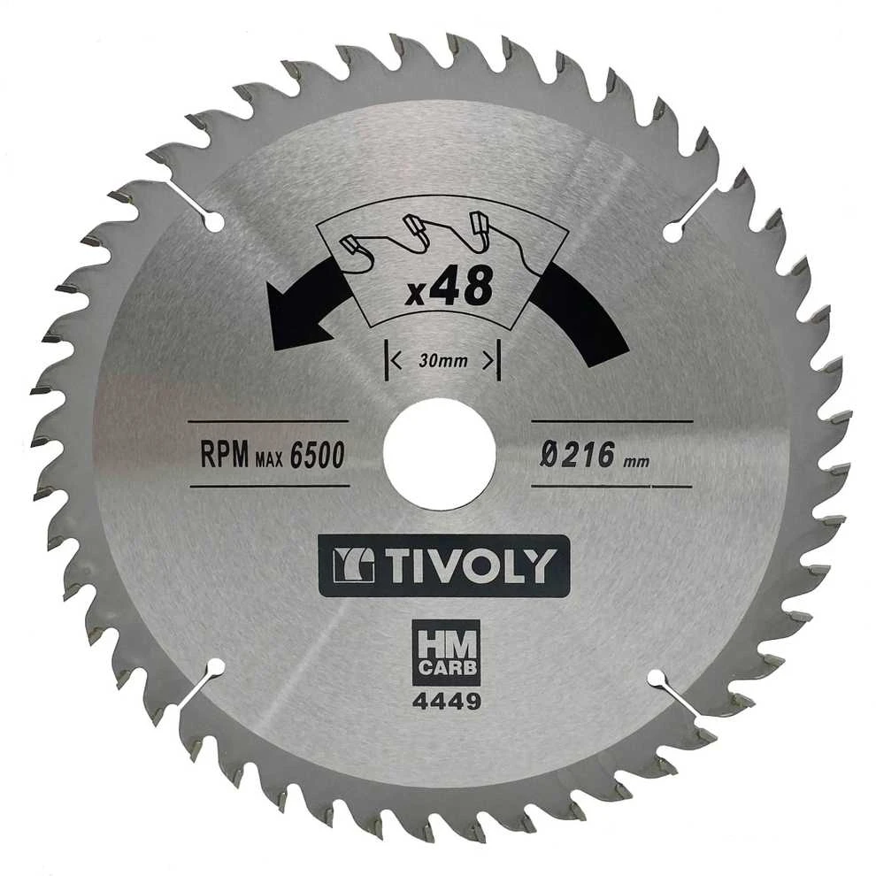 Tivoly Diskinis pjūklas medžiui 216x30x2.55/1.7mm, z48, 15°, (20mm adapteris)