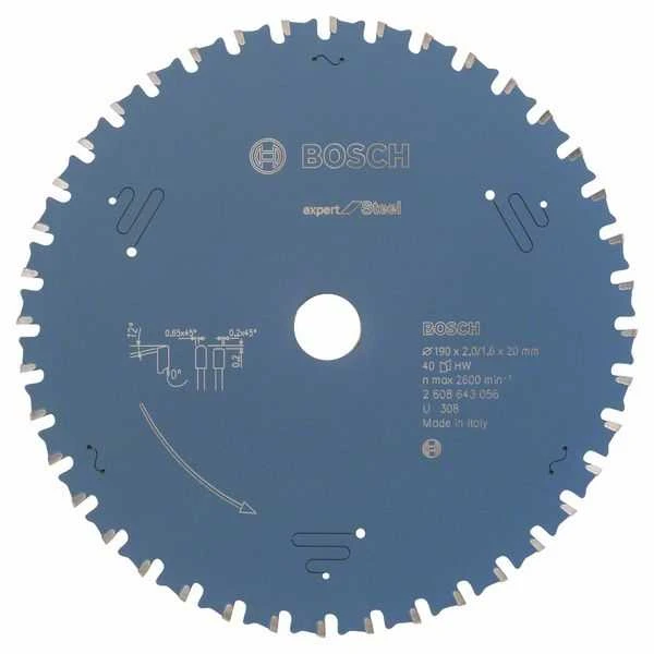 Pjovimo diskas metalui Bosch Expert for Steel; 190x2x20,0 mm; Z40; 12°