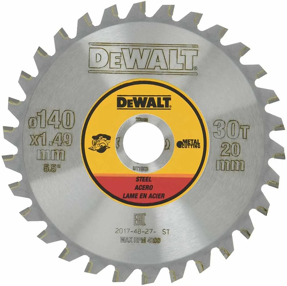 Pjovimo diskas metalui DeWalt; 140x1,49x20,0 mm; Z30; 1,5°