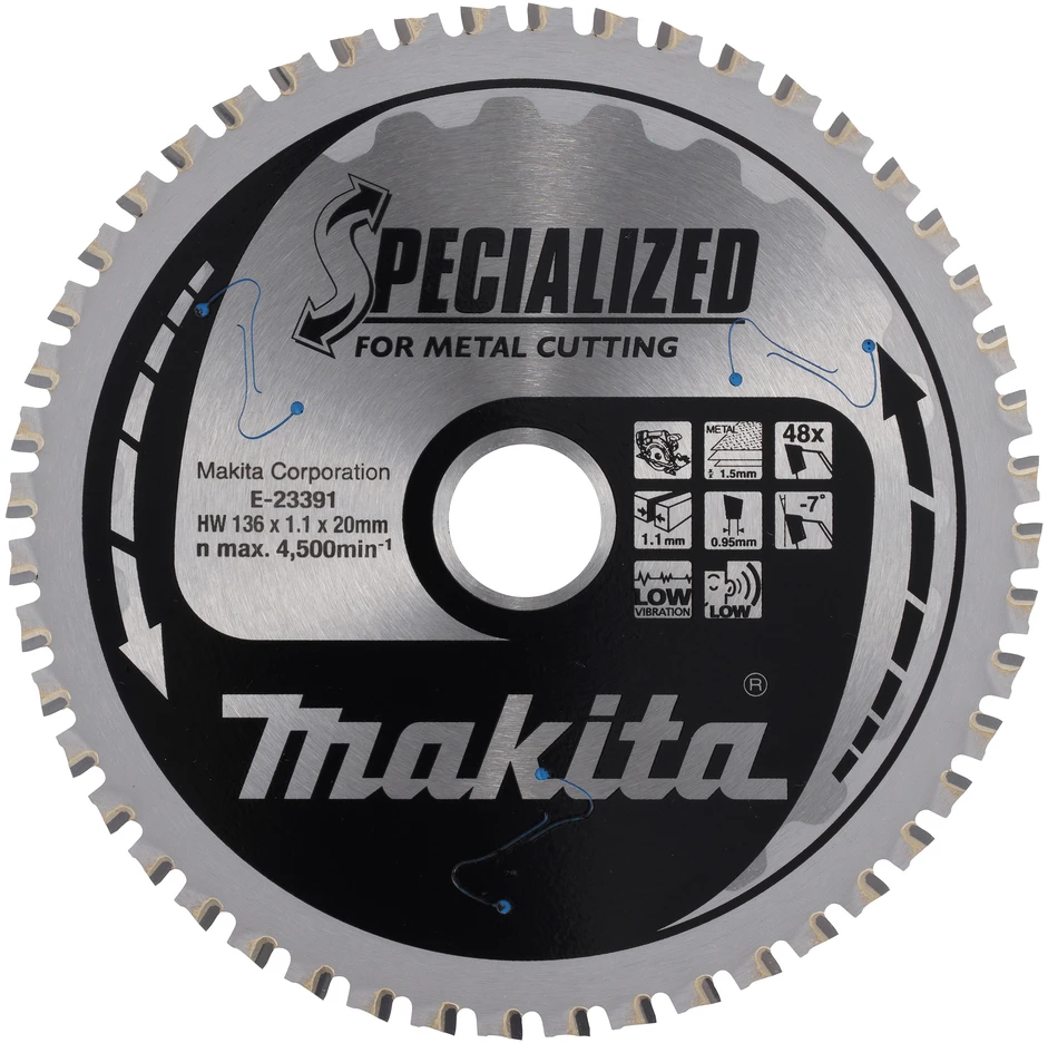Makita T.C.T. pjovimo ašmenys metalui pjauti 136 x20 x 48T E-23391