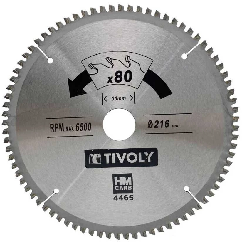 Tivoly Diskinis pjūklas spalvotiems metalams 216x30x2.5/1.7mm, z80, 3°, (20mm adapteris)