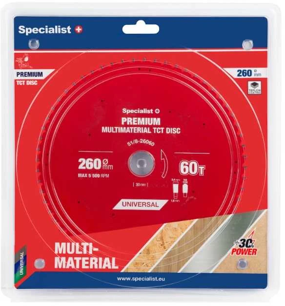 Pjovimo diskas Specialist+ LMM2606030-T; 260x30x1,6 mm; Z60; 0°