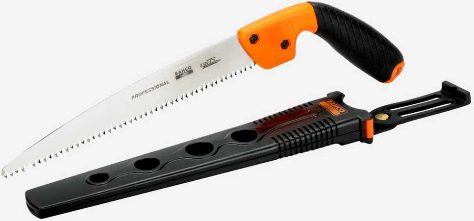 Bahco rankinis genėjimo pjūklas su dviejų komponentų rankena ir dėklu 5 TPI, skirtas žaliai medienai, 240 mm