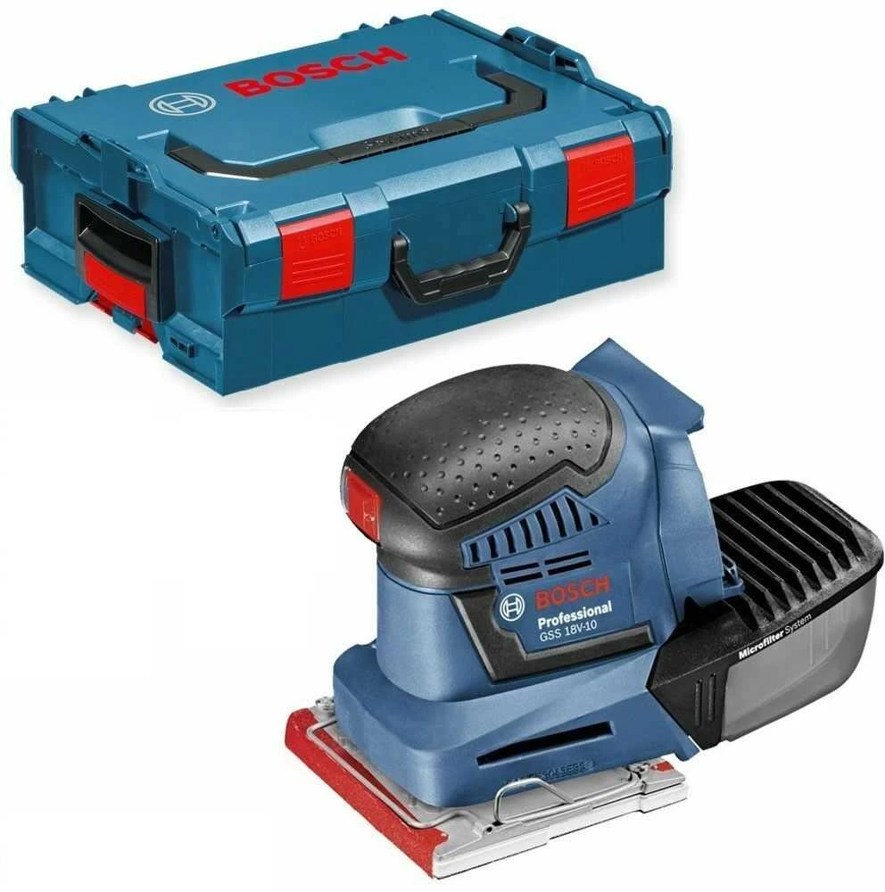 Bosch Akumuliatorinis vibracinis šlifuoklis GSS 18V-10, be akumuliatoriaus ir kroviklio