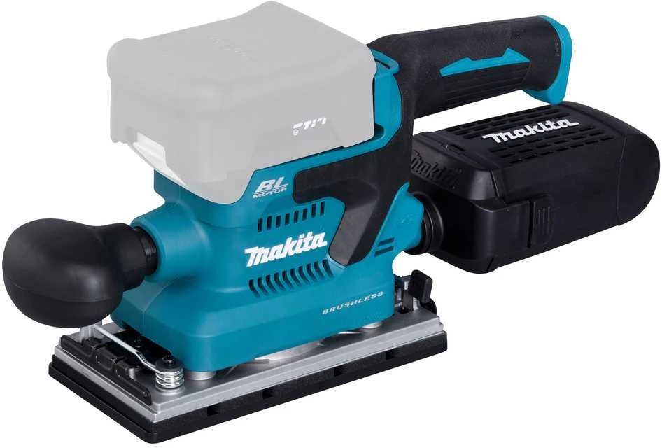 Makita DBO381ZU Akumuliatorinis vibracinis šlifuoklis 18V, 93X185mm, AWS (su AWS lustu), Be akumuliatorių ir kroviklio!