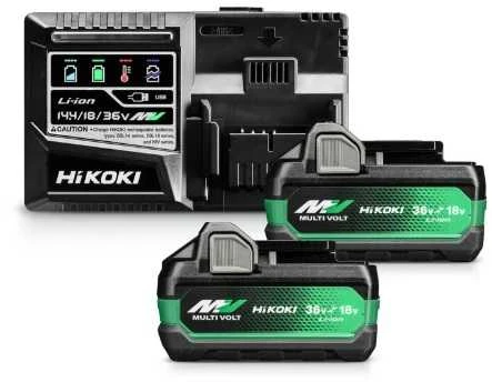Hikoki įkroviklis ir dvi Multi Volt baterijos