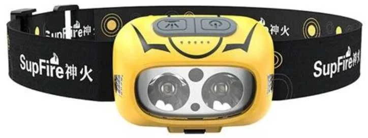 Superfire Žibintuvėlis ant galvos su jutikliu, įkraunamas USB, 5W 500lm, 1800mAh, 73g