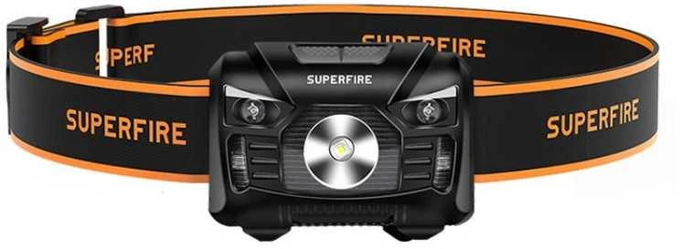 Superfire HL06 galvos žibintas, 500lm, USB