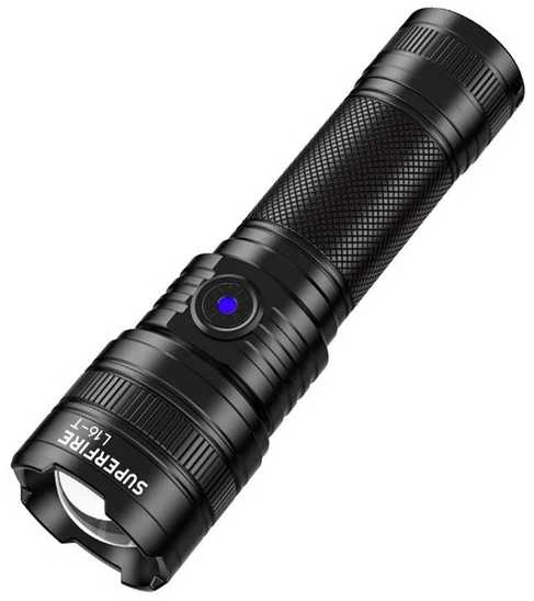 Superfire Žibintuvėlis L16-X, 400lm, fokusuojamas, įkraunamas USB C, 2x 18650 3400mAh, IP43