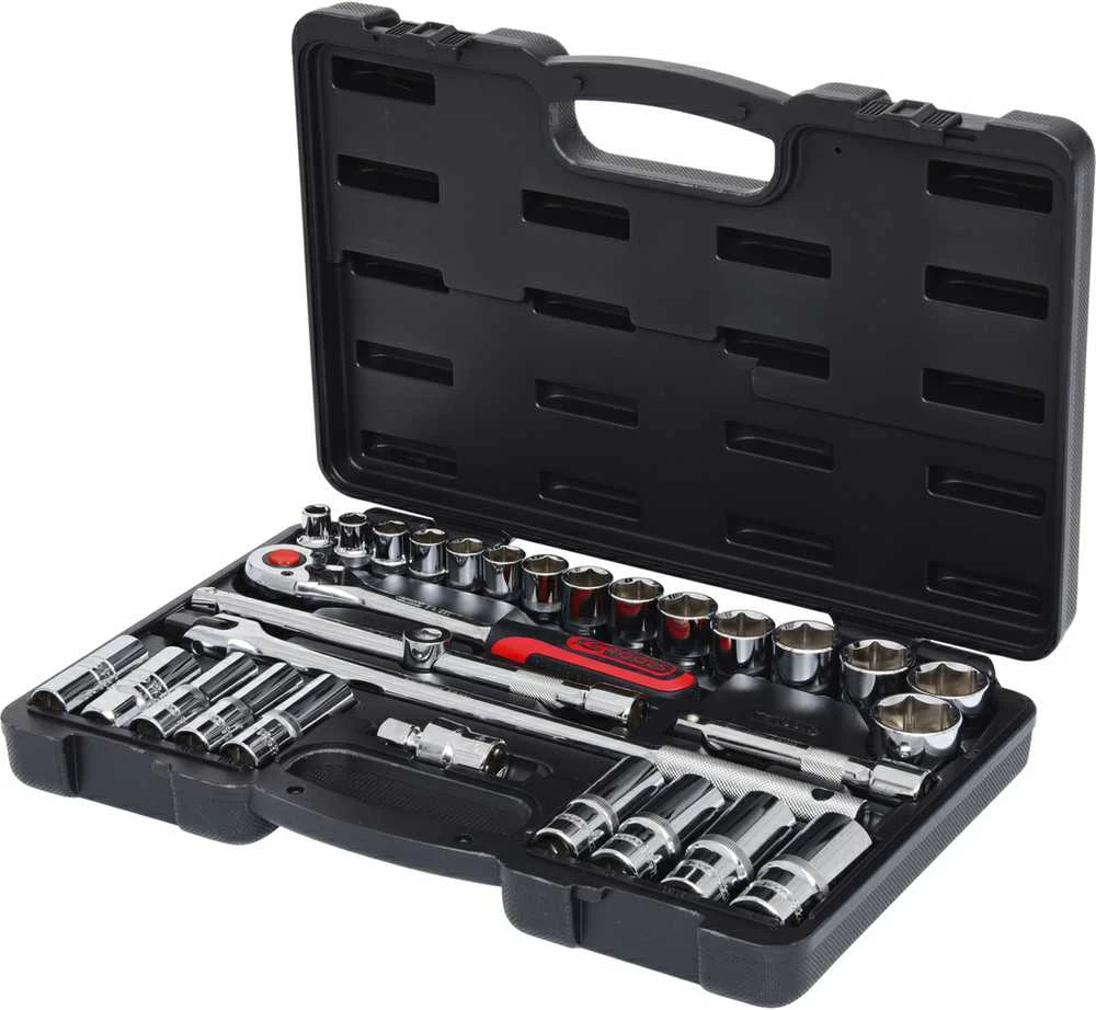 1/2" CHROME+ galinių raktų komplektas, coliniai dydžiai 30pcs, KS Tools