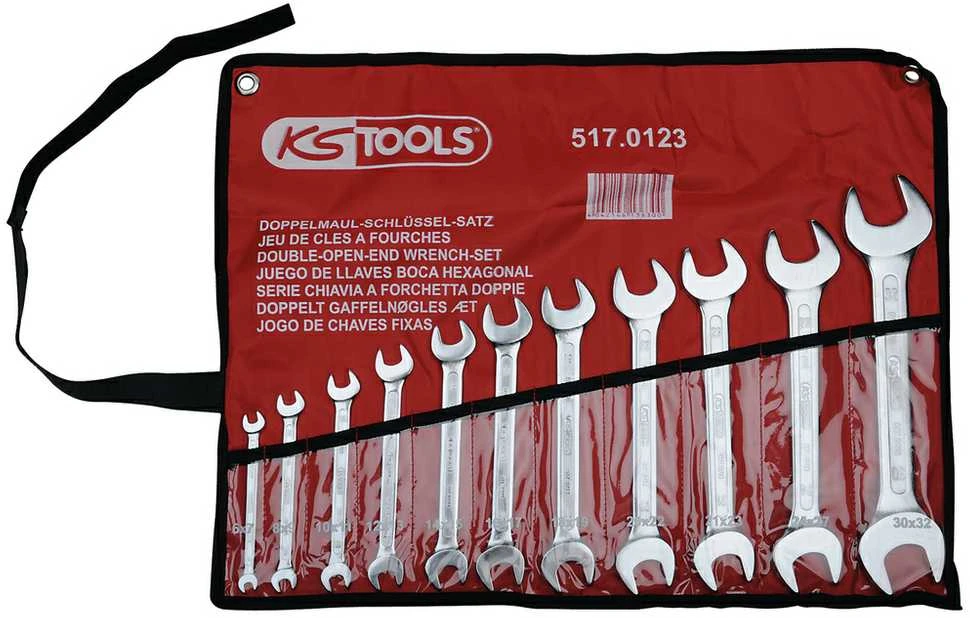 Raktų atvirais galais komplektas, 11vnt, 6x7-30x32mm, KS Tools