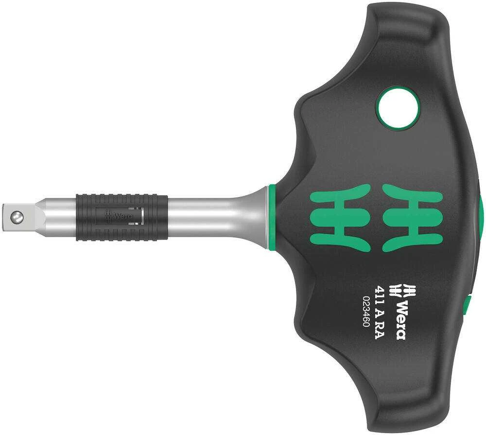 Terkšlinis T formos laikiklis 1/4" galvutėms Wera 411 A RA