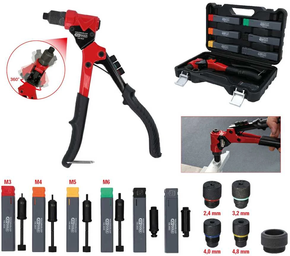 12 dalių kniedijimo replių rinkinys KS-TOOLS