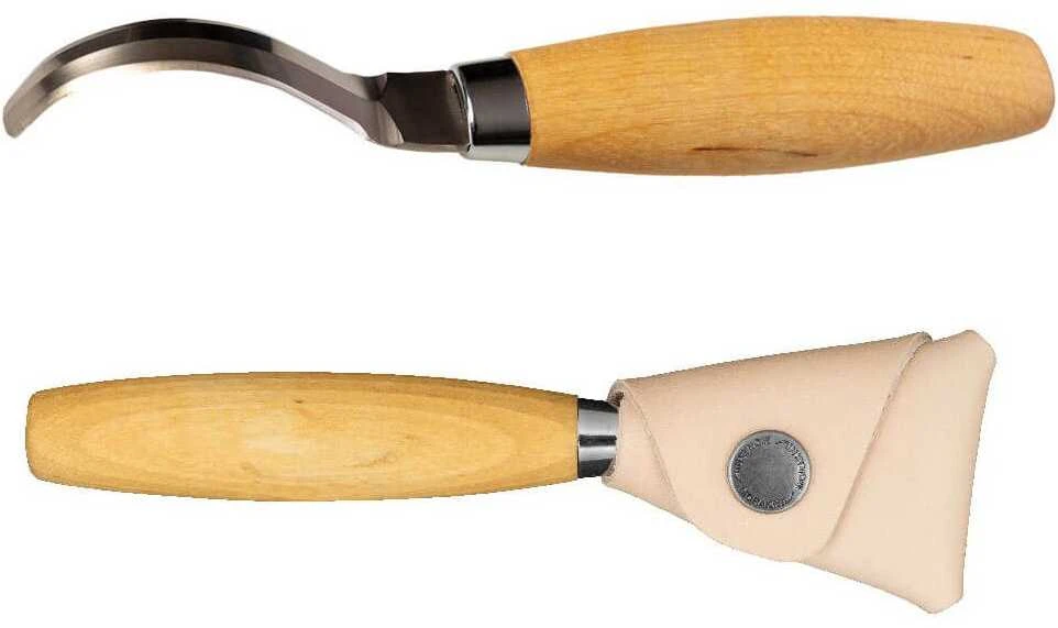 Šaukštų drožinėjimo peilis Morakniv® 163, lenkta geležtė 70x2,5mm. 25mm vidinis skersmuo. Dvigubi ašmenys, beržinė rankena