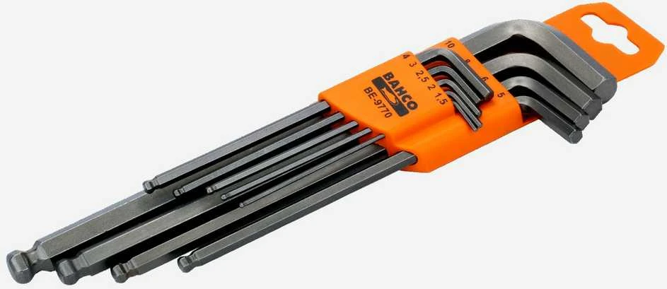 Bahco L-formos šešiakampių raktų rinkinys 9vnt 1,5-10mm suapvalintais galais