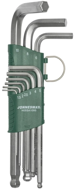 JONNESWAY IMBUSY 9 vnt. DŁUGIE Z KULĄ (1,5-10) BEZPOSLIZGOWE H05SA109S