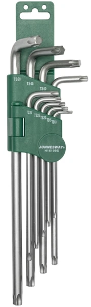 JONNESWAY TORX veržliarakčių "L" TIPO RINKINYS 9 vnt. YPAČ ILGAS 5 KAMPŲ H16109S
