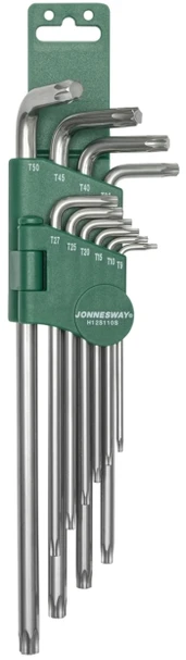 JONNESWAY TORX veržliarakčių "L" TIPO RINKINYS 10 vnt. YPAČ ILGAS H12S110S