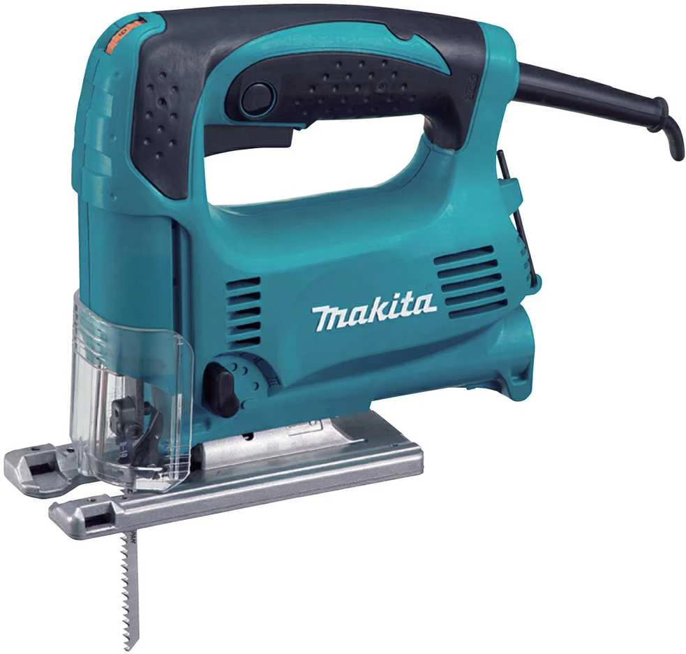 Makita 4329K Siaurapjūklis, 450 W, 65 mm, 500-3100 min-1, 3-jų pakopų švytuoklinis judesys, lagaminas 1,9kg