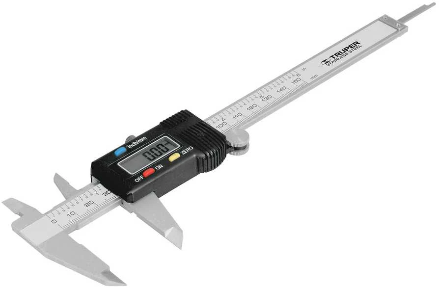 Skaitmeninis slankmatis. Tikslumas 0,01mm. Minimalus matuojamas storis 0,01mm, didžiausias matuojamas storis 150mm Truper®