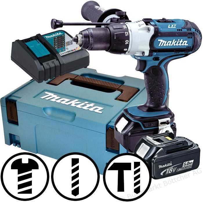 18V 40 / 80 Nm 2 x 5,0 Ah ličio jonų korpusas MAKPAC DHP451RTJ MAKITA.