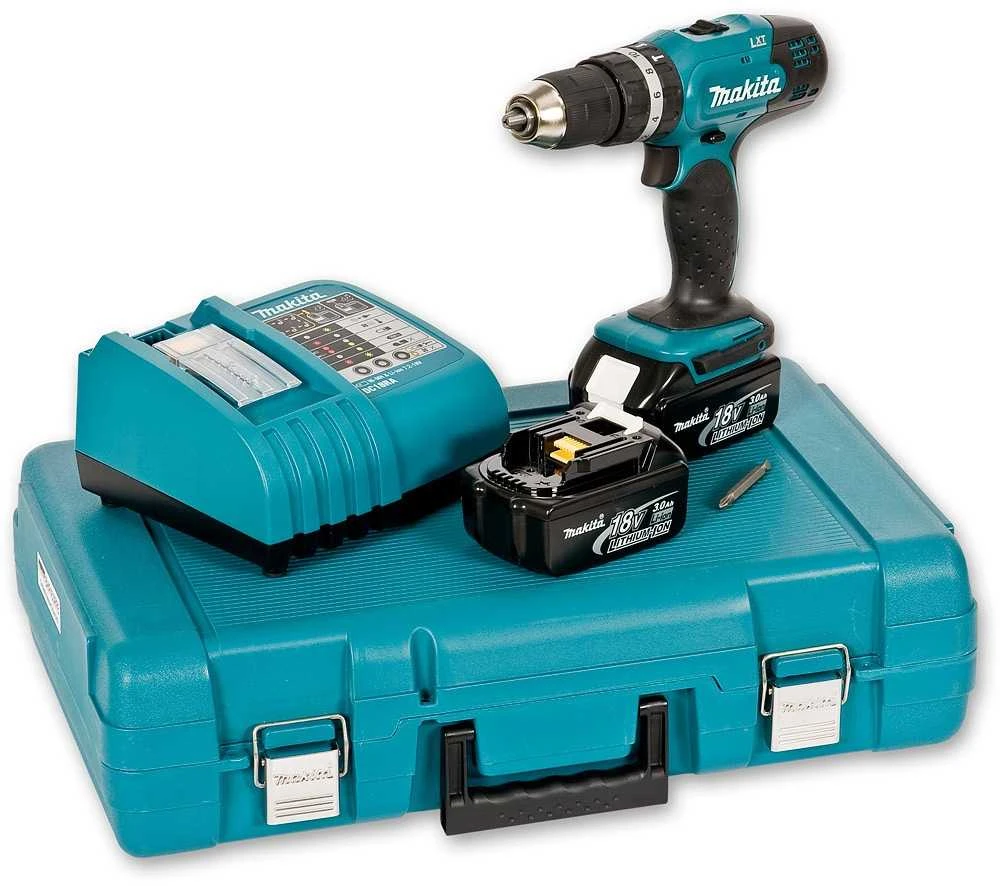 Smūginis suktuvas-gręžtuvas Makita DHP453RFE; 18 V; 2x3,0 Ah akum.
