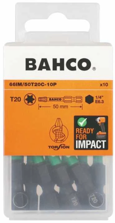 Grąžtas Smūginiai antgaliai Bahco 66IM T20 50mm , 10vnt blisteris