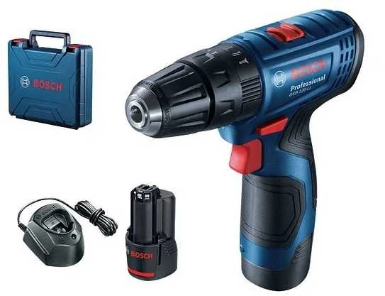 Akumuliatorinis smūginis gręžtuvas-suktuvas Bosch GSB 120-LI Professional, 12V 30/14Nm 2x2,0Ah