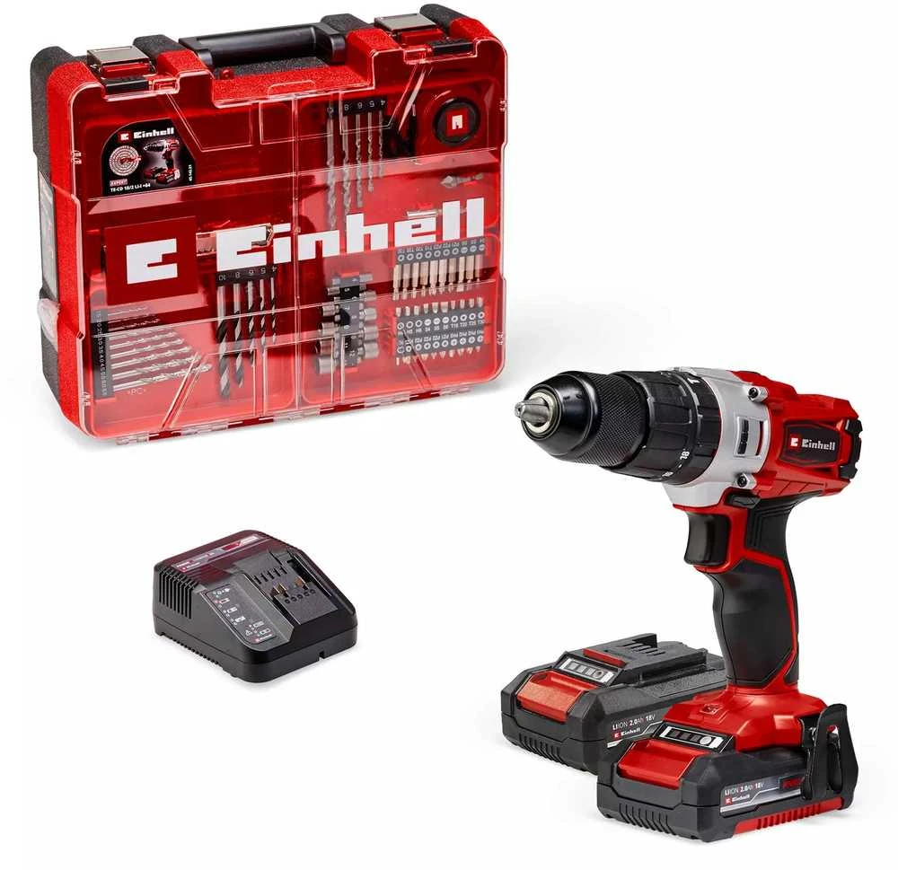 Belaidis Gręžtuvas - Einhell TE-CD 18/2 18V Be Raktelio 2 Greičių Raudonas, Juodas